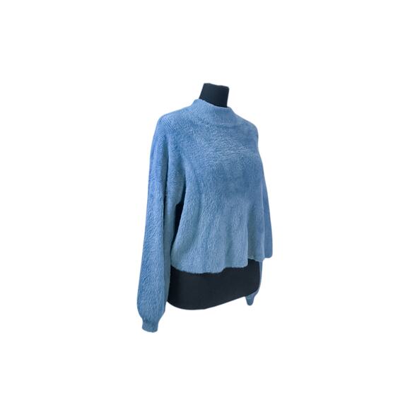 Truth by Republic Blue Fuzzy Mock Neck Sweater - Medium - Picture 2 of 8